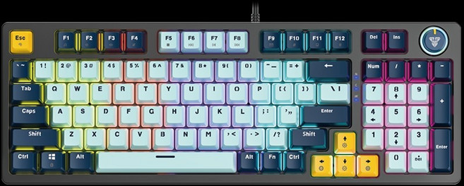 FANTECH ATOM96 95%機械式鍵盤 MK890 RGB燈效, 天空藍-青軸