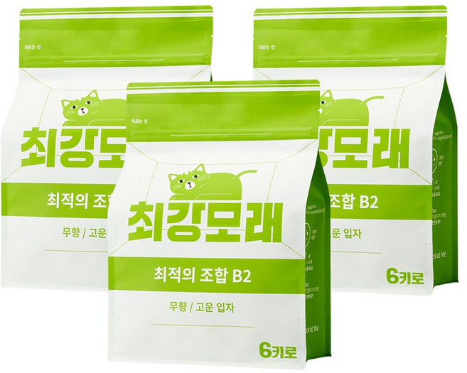 [2+1] 최강모래 최적의 조합 B2 6kgx3 고운입자 고양이모래 와이오밍 벤토나이트모래, 3개, 6L, 무향