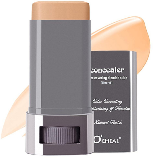 O'CHEAL Hydrating Tinted Concealer Stick Full Coverage Face Makeup for All Skin Types Moisturizi, 천연