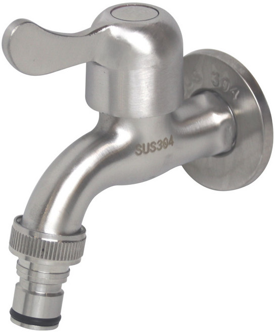 SUS304 스텐레스 커플링 수도꼭지 세탁기 연결 수전 베란다 가로꼭지, 1개