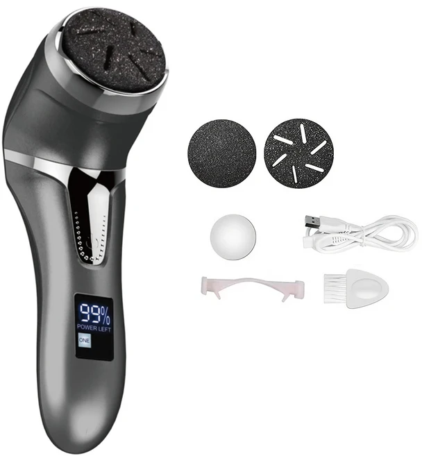 칩 제거 진공 청소기 휴대용 발 수리 키트 LED 디스플레이 화면을 갖춘 충전식 3헤드 전기 딱지 제거제, 03 Black