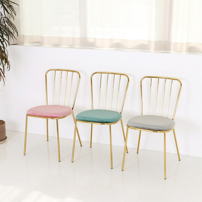 [1+1] 체어센스 소피아 골드 체어 카페 식탁 의자 2개, 핑크+핑크