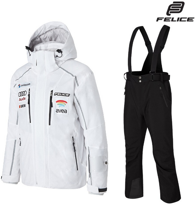 펠리체 스키복 베르디 베이직 빕 세트 화이트 보드복 겸용