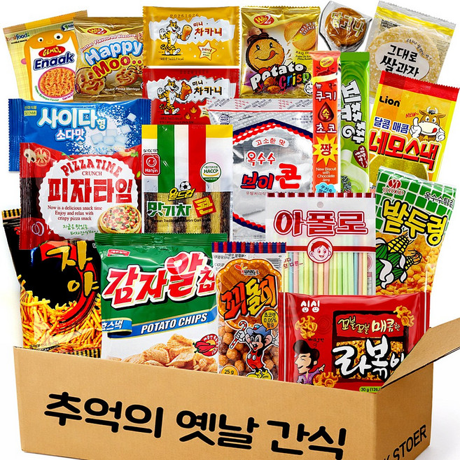 추억의과자 세트 옛날 불량식품 사무실간식, 1세트, 스낵 쫀드기 젤리 종합A세트