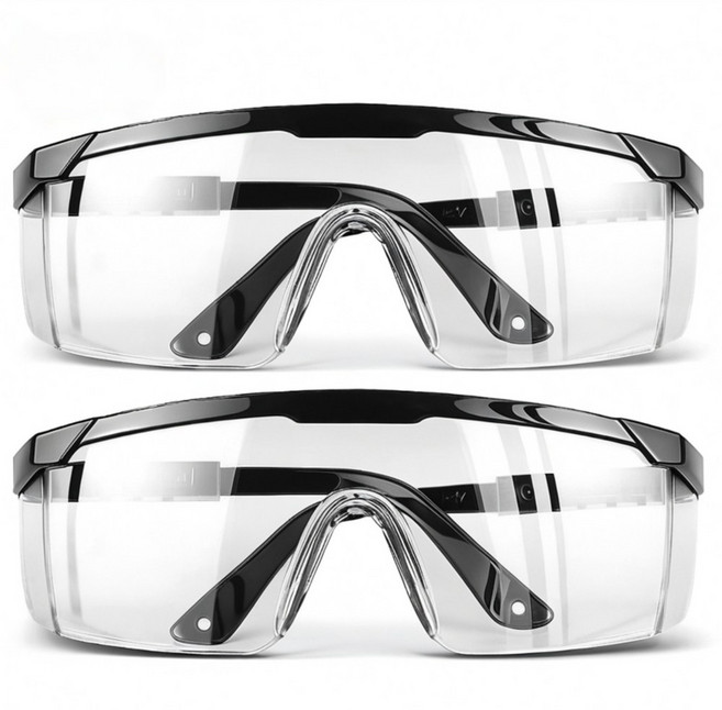 리앤리 작업용 길이조절식 측면보호커버 김서림방지 보안경 안전고글, 블랙, 2개