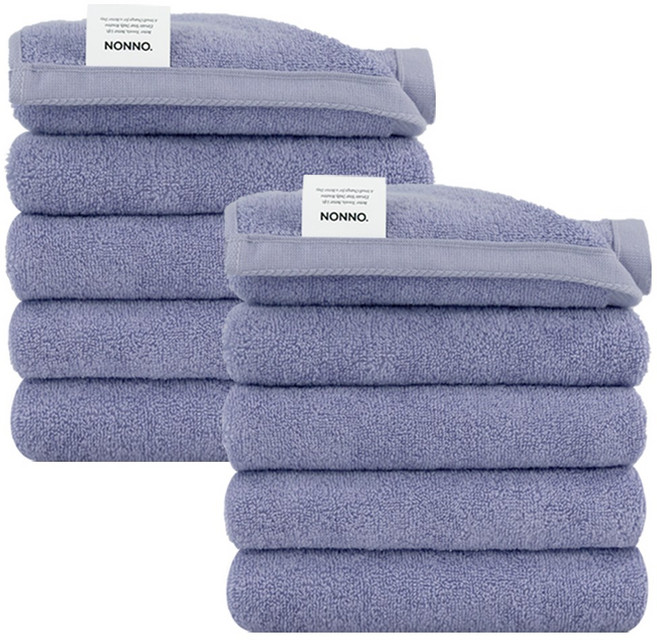 NONNO 국산 여름 수건 140g 30수 호텔수건, 10개, 라일락 퍼플