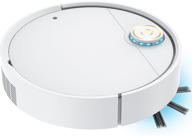 RUN기술 무선 스마트 로봇청소기 자동 진공 청소기 찜질 기능 USB충전, 화이트