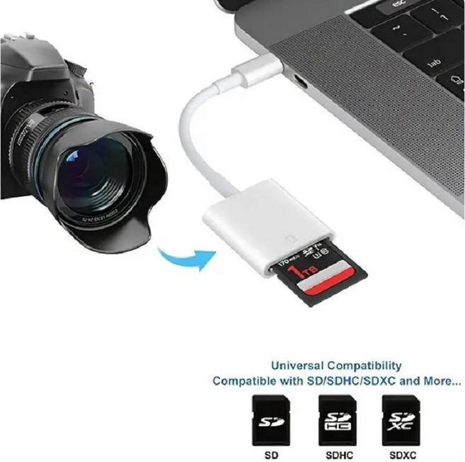 아이폰 호환 Type SD 카드 리더기 Lightning 삼성 VIVO 샤오미 OPPO 애플제품 Air 메모리 어댑터, lightning 아이폰 호환 호환, 1개