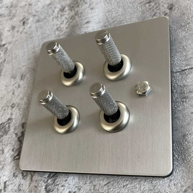 스텐레버스위치 벽 레버 듀얼 전원 토글 빈티지 노브 조광기 엔틱 파이프 다이얼 산업용, 1개, 15. 5구 콘센트 (신형)