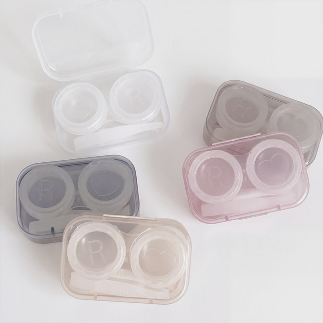룩스토어 콘택트 렌즈통 스탠다드 투명케이스, 5개, 블랙/그레이/화이트/브라운/핑크(각1개)