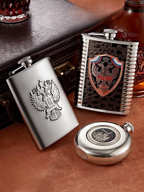 위스키 스텐 양주 럼주 술병 담는 통 휴대용 포켓, 2g 양쪽 끝 독수리, 1개