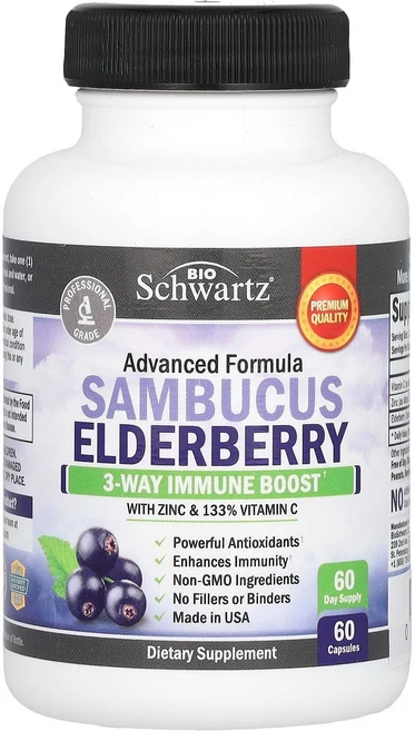 BioSchwartz 삼부커스 엘더베리 아연 및 비타민C 함유 캡슐 60정 BioSchwartz (바이오슈워츠), 1개 - 쿠팡