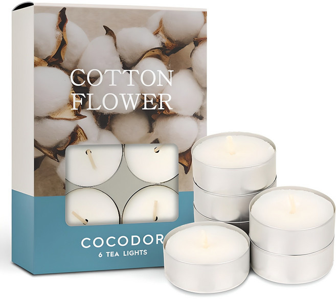 코코도르 티라이트 캔들, 코튼플라워, 10g, 6개