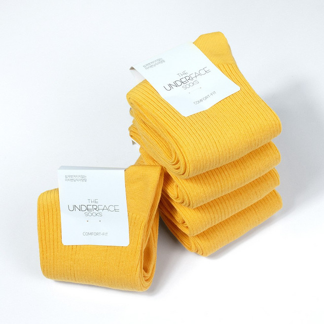 [국산] 언더페이스 남녀공용 프리미엄 탄탄 골지 양말 5족 세트 흘러내림 방지 이중밴드 패션 단색 [23색상]