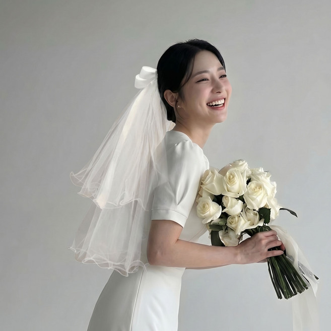 홈닛 웨딩베일 면사포 브라이덜샤워 스냅촬영 소품, 1개, 흰색