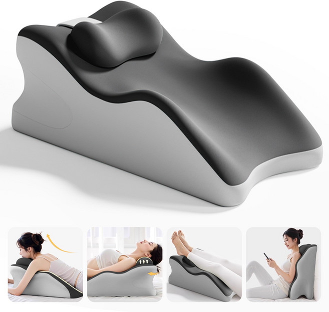 Flyaiku 다기능 베개 속편한 경추 목베개 엎드려 베개 다리올림 쿠션 휴식용, 블랙-아이스 쿨링