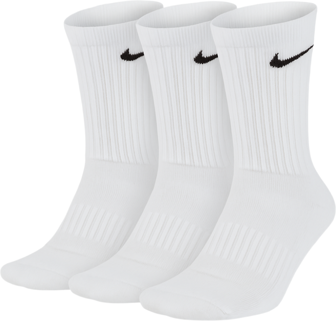 나이키 에브리데이 쿠션 트레이닝 크루 장목 양말 SX7664-100, 화이트, 1세트