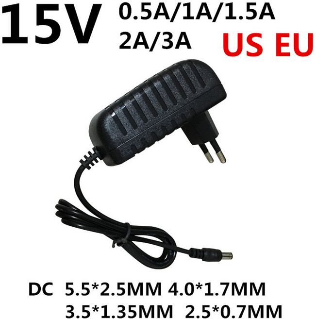 1PCS AC 어댑터 15V AC 5A 3A 1A 5A 2A 변환기 240V 100 전원, 04 DC PLUG 4.0-1.7MM, 04 15V 0.5A, 01 EU