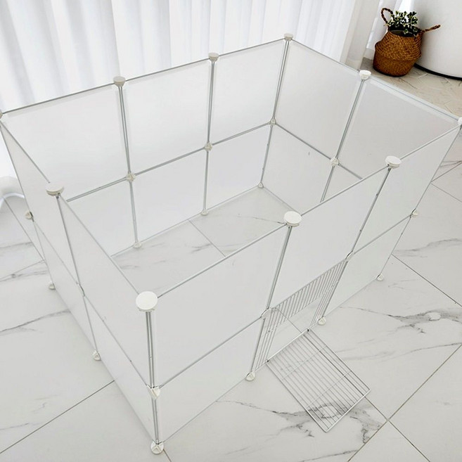 강아지 고양이 울타리 소형 반려동물 반투명 펜스, 1개