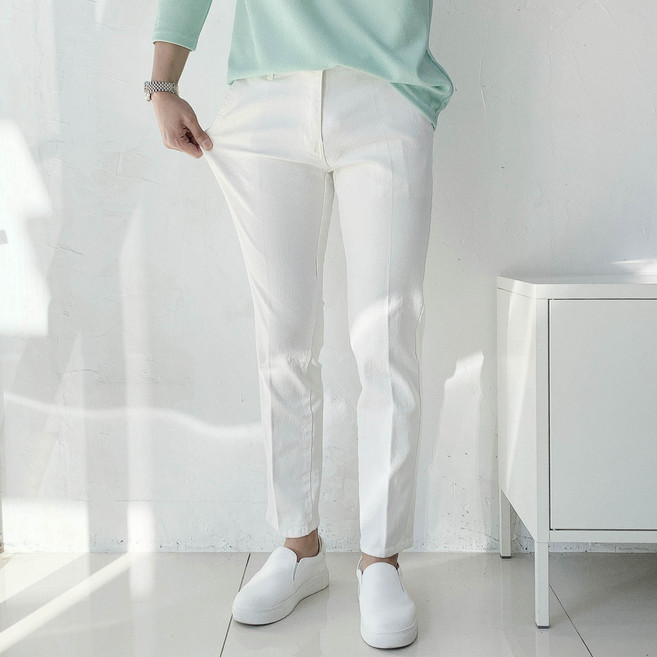 남자 9부 워싱 면 스판 치노 슬랙스 팬츠(28부터38빅사이즈까지)