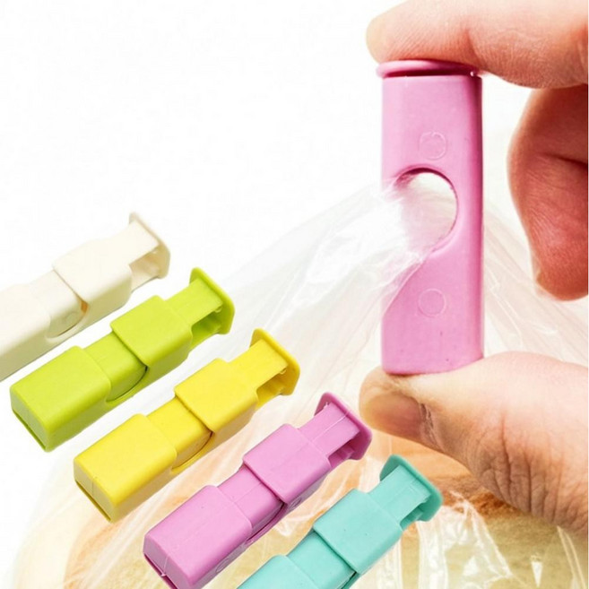 원터치 봉투 집게 봉지 밀봉 보관 클립 파스텔 컬러, 3개, 레몬
