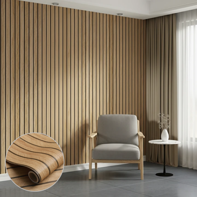 홈앤힐링 붙이는 벽지 시트지 대용량 인테리어 롤벽지, 우드 브라운