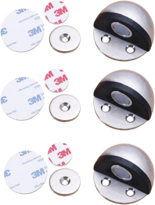 베리버터 강력자석 문닫힘 방지 반달형 바닥 스토퍼, 실버, 3개