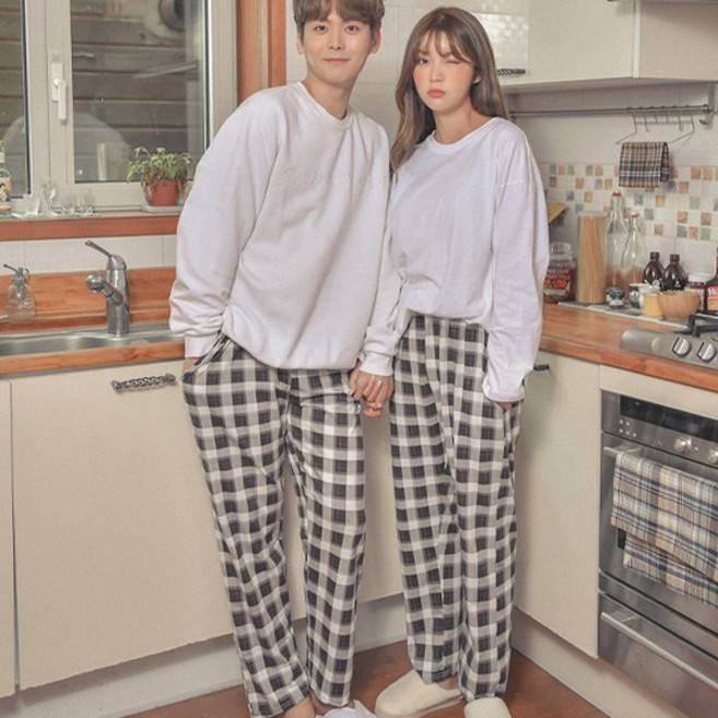 코코드림 커플용 에브리바디 체크바지 파자마 HX105