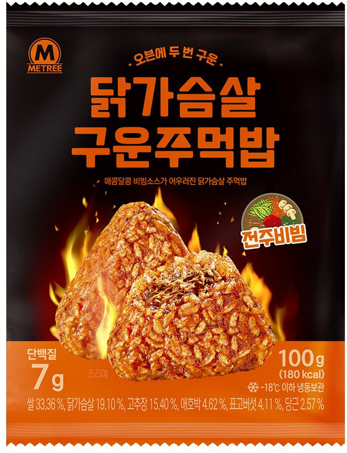 미트리 닭가슴살 구운 주먹밥 전주비빔, 100g, 30개