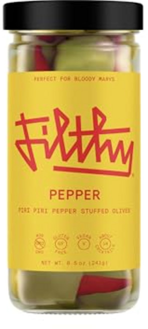 필티 칵테일 가니쉬 고추 채운 올리브 241g 병 올리 Filthy Pepper Stuffed Olives Premium Cocktail Garnish Piri Piri, 표준 포장, 1개