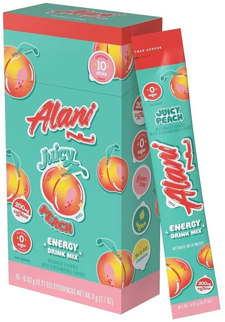 Alani Nu 에너지 드링크 파우더 쥬시 피치 10포입, Alani Nu 에너지 드링크 파우더 쥬시 피치 10포 - 쿠팡