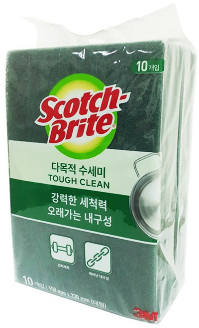 3M 다목적 수세미 (10개입) 대형 150mm 230mm / 스카치브라이트, 10개, 1개