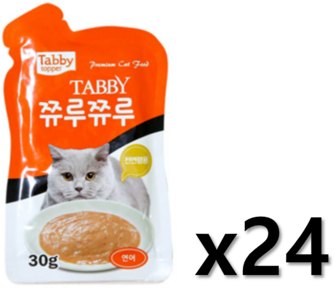 태비탑퍼 쮸루쮸루 고양이 파우치 생선 30 g, 연어, 30g, 24개
