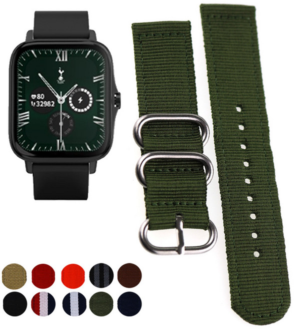 토트넘 훗스퍼 스마트워치2 AOZ-SW411 호환줄 나토스트랩, 03 CUNA2003SV 카키, 1개