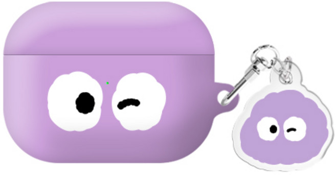 몽몽 페이스 에어팟프로2/에어팟3/에어팟4 하드 케이스 +아크릴키링 세트, 몽몽페이스_퍼플, AirPods(4세대), 1개