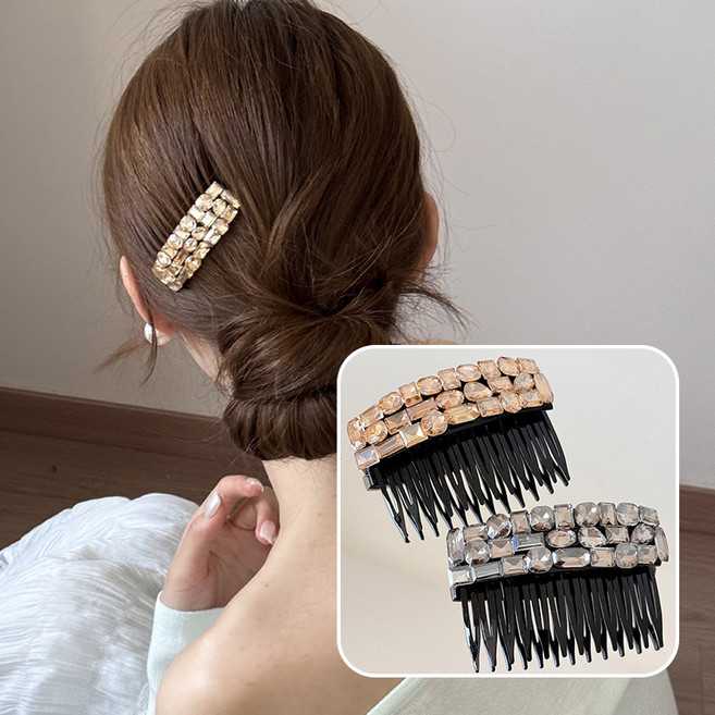 ZMBIRD 고급 블링 큐빅 7CM 잔머리 헤어빗핀 2종세트 H5754