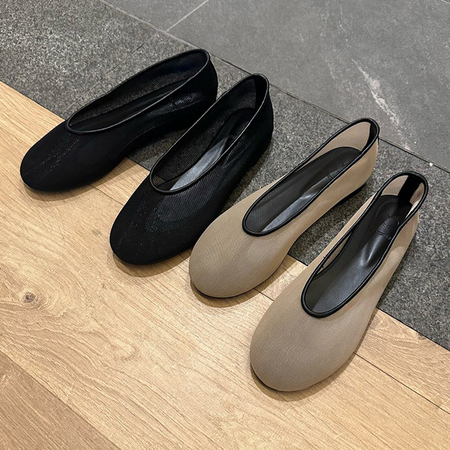 둥근코 망사 플랫슈즈 시스루 메쉬플랫