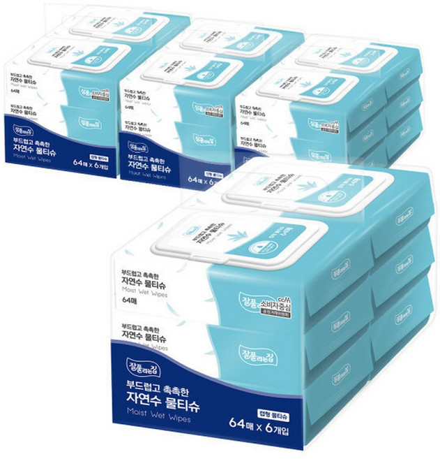 미래생활 잘풀리는집 자연수 물티슈 64매 x 6입 x 4팩, 24개