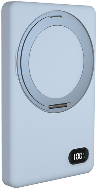 磁吸無線充電 5000mAh 帶支架 智能顯示, MCK-WCT行動電源（藍色）, 1個