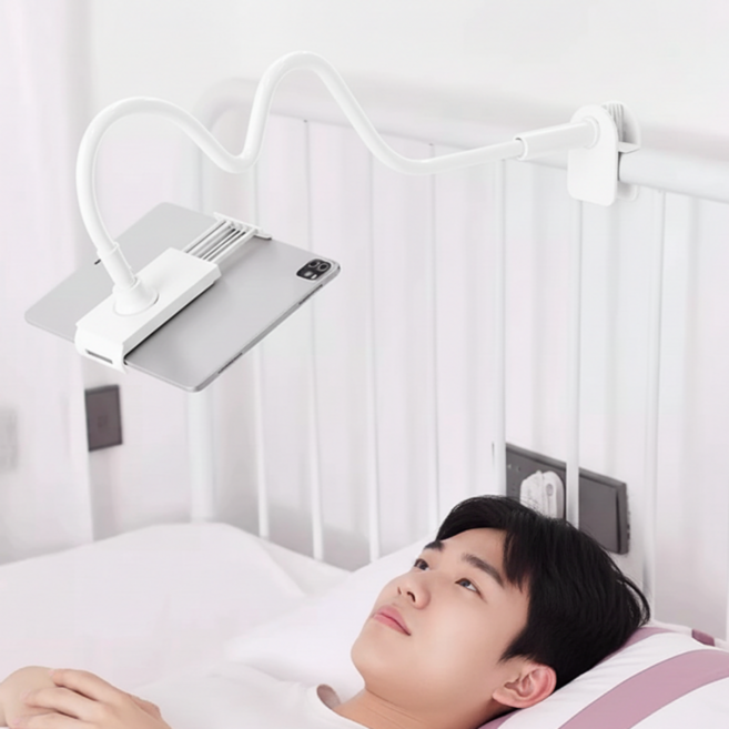 누사이 침대 자바라 휴대폰 태블릿 거치대, 1개, 화이트, JA-90cm