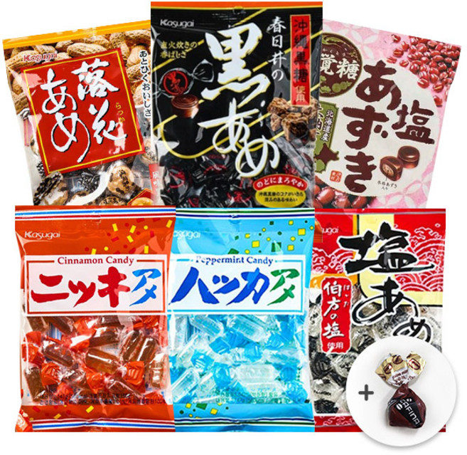 일본캔디 6종모음 소금+계피+땅콩+팥+흑설탕+박하 행사 등산용 간식+벨기안커피사탕 사은품증정, 798g, 3세트