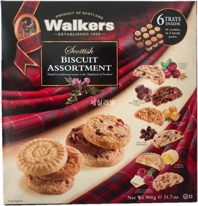 WALKERS 워커스 비스킷 어쏘트 900g 쿠키 초콜릿 과자 간식 디저트 / 코스트코, 1개