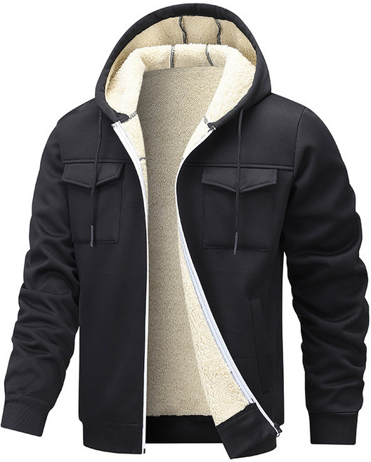 [데일리캐주얼] 남성 양털기모후드집업 편안한 루즈핏 보온아우터 겨울필수코디