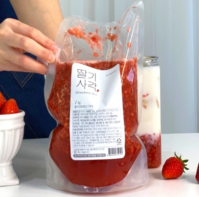 국내산 제철 리얼 사각생딸기 500g 홈카페 딸기청, 1개