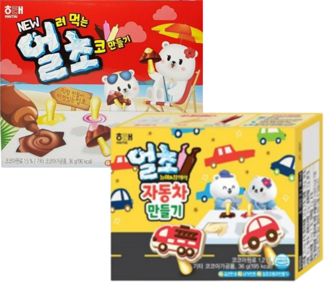 해태 얼초 자동차 만들기 36g 1개 얼려먹는 초코만들기 36g 1개 (총2개) 신제품, 72g