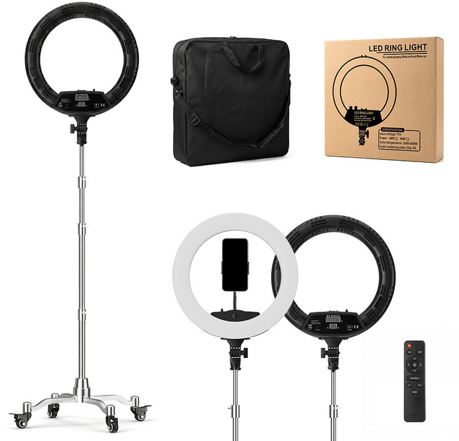 링라이트 자연광 LED 반영구 뷰티 네일 미용 메이크업 유튜브 인터넷방송 개인 1인 방송 촬영 링라이트 조명 + 이동식 스탠드 삼각대 세트, 1개, 링라이트(SY-3161)+스탠드(ST-8519)