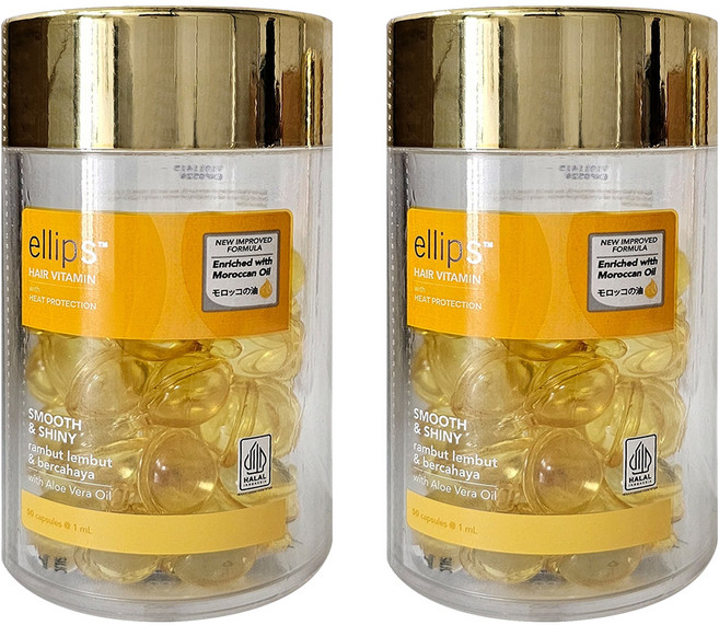 엘립스 헤어 비타민 스무스 앤 샤이니 알로에 베라 + 아르간 오일 50 소프트캡슐, 2개, 50ml