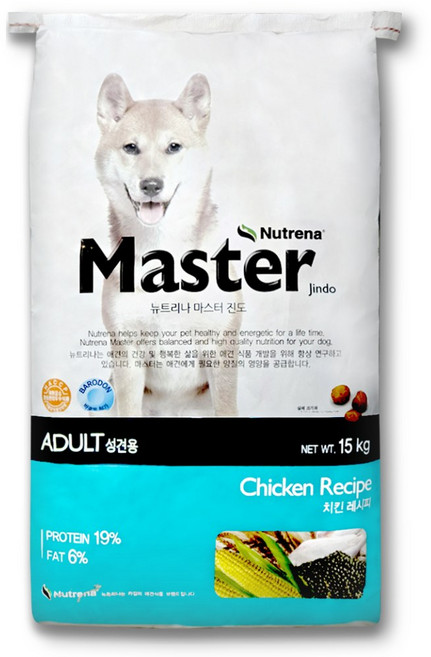 뉴트리나 마스터 진도 단백질19% 함유 강아지 애견 진돗개 대형 특수견 대용량사료, 1개, 15kg, 닭