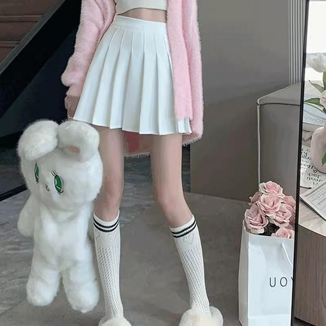 高腰百褶學院風A字短裙 女