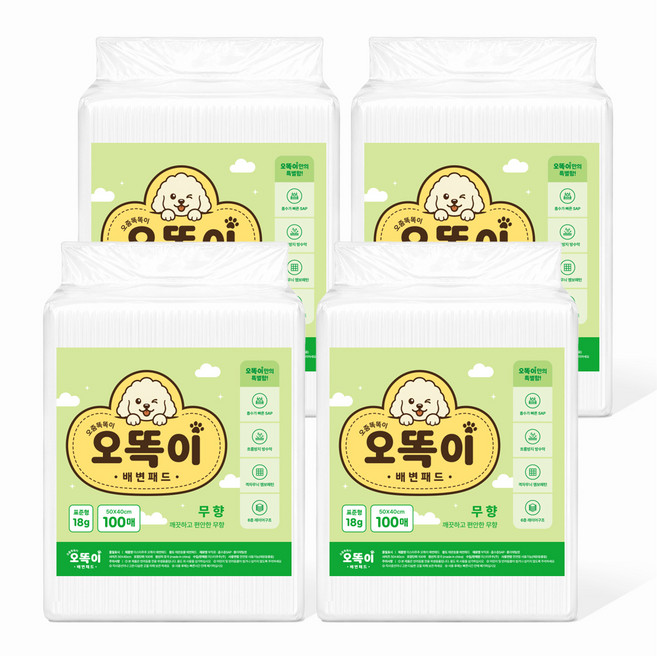 오똑이 강아지 배변패드 고흡수 논슬립 강아지패드, 1개, 400개입